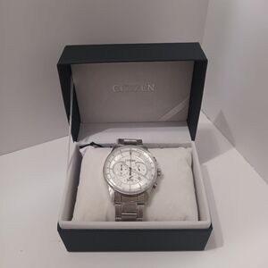 NIB Citizen Men's Chronograph Quartz Silver Dial Watch - AN8190-51A
